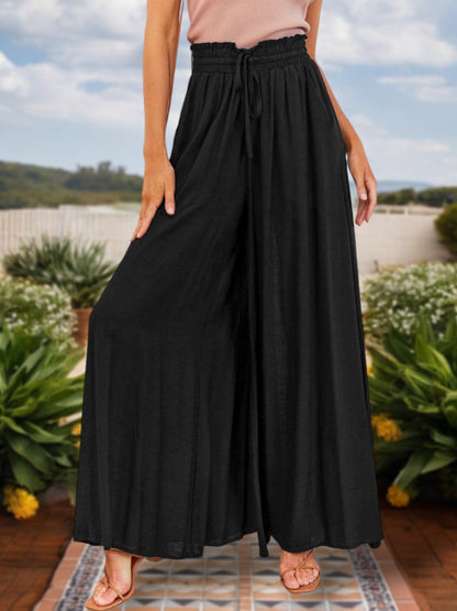Anna-Kaci Women's High Waist Wide Leg Pants with Drawstring Waist