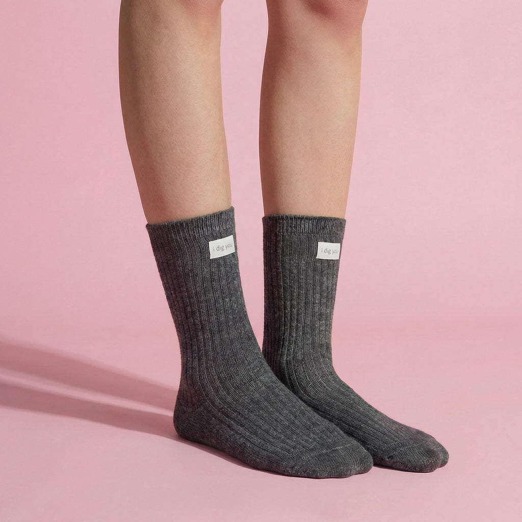 Anna-Kaci Women's 3-Pair Ribbed Crew Socks Set Soft Stretch Knit Fabric Minimal Everyday Comfort Socks