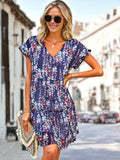 V Neck Leopard Tiered Dress