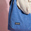 Anna-Kaci Women's Corduroy Tote Bag - Large Soft Shoulder Bag for Daily, Shopping & Casual Use