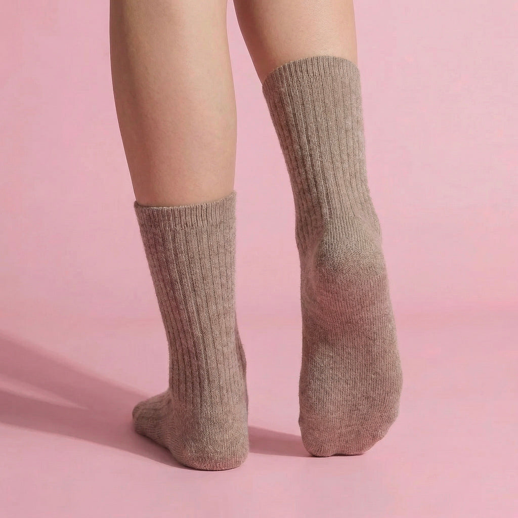 Anna-Kaci Women's 3-Pair Ribbed Crew Socks Set Soft Stretch Knit Fabric Minimal Everyday Comfort Socks