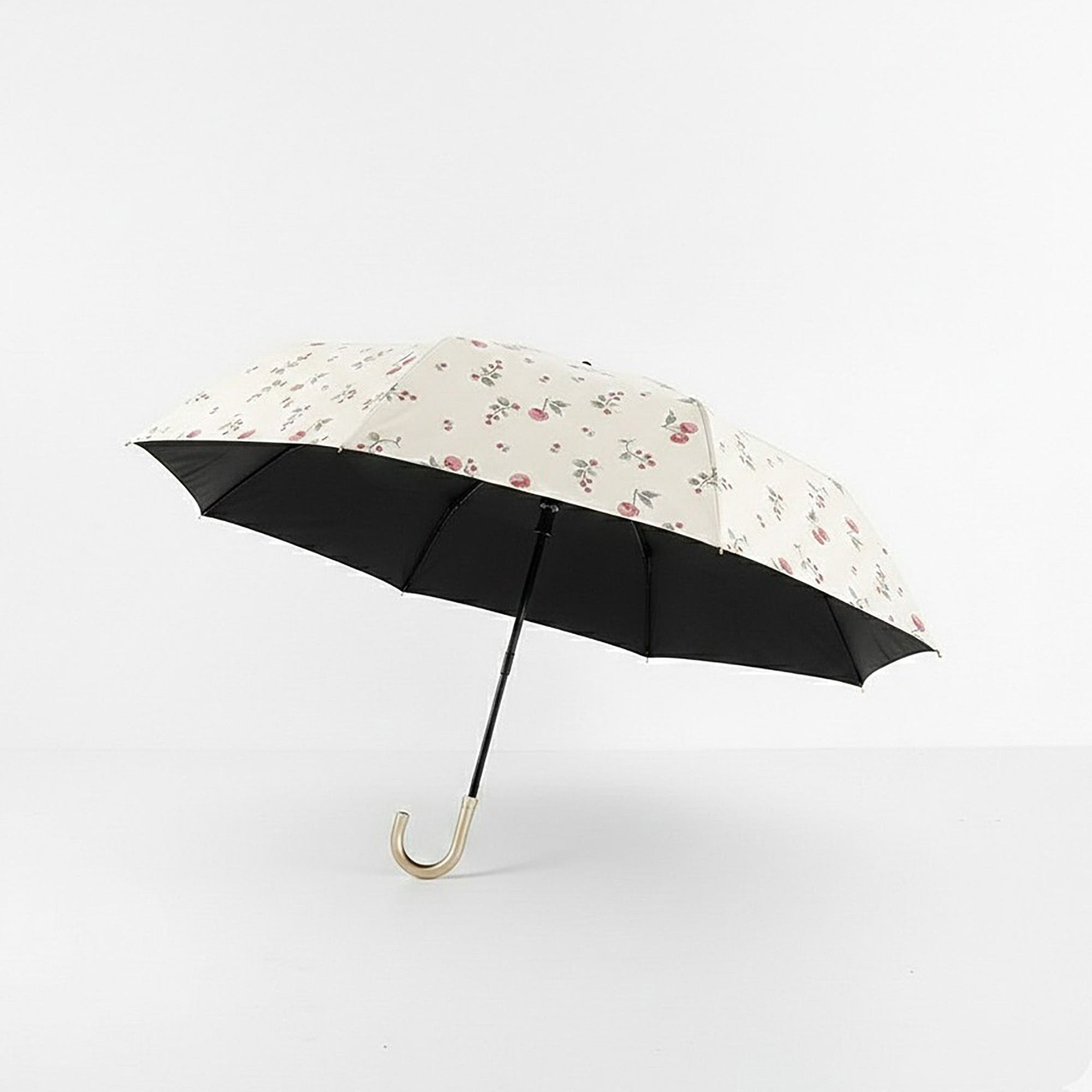 Anna-Kaci Cherry Print Compact Foldable Umbrella with Full Coverage Canopy