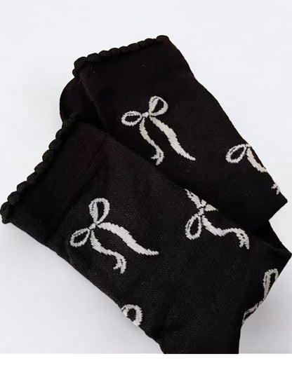Anna-Kaci Women's Ribbon Bow Ankle Socks with Ruffled Edge Trim