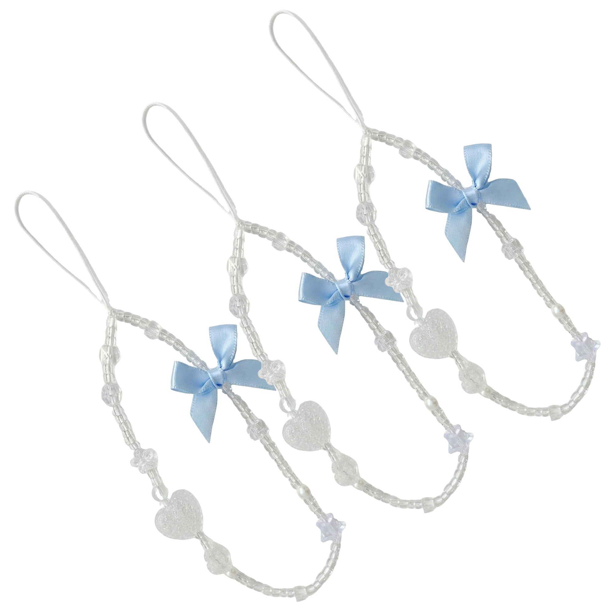 Anna-Kaci 3-PC Star Beaded Phone Charm Strap with Pearl-Style Accent Beads