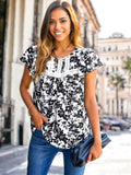 Lace Detail Floral Print Blouse