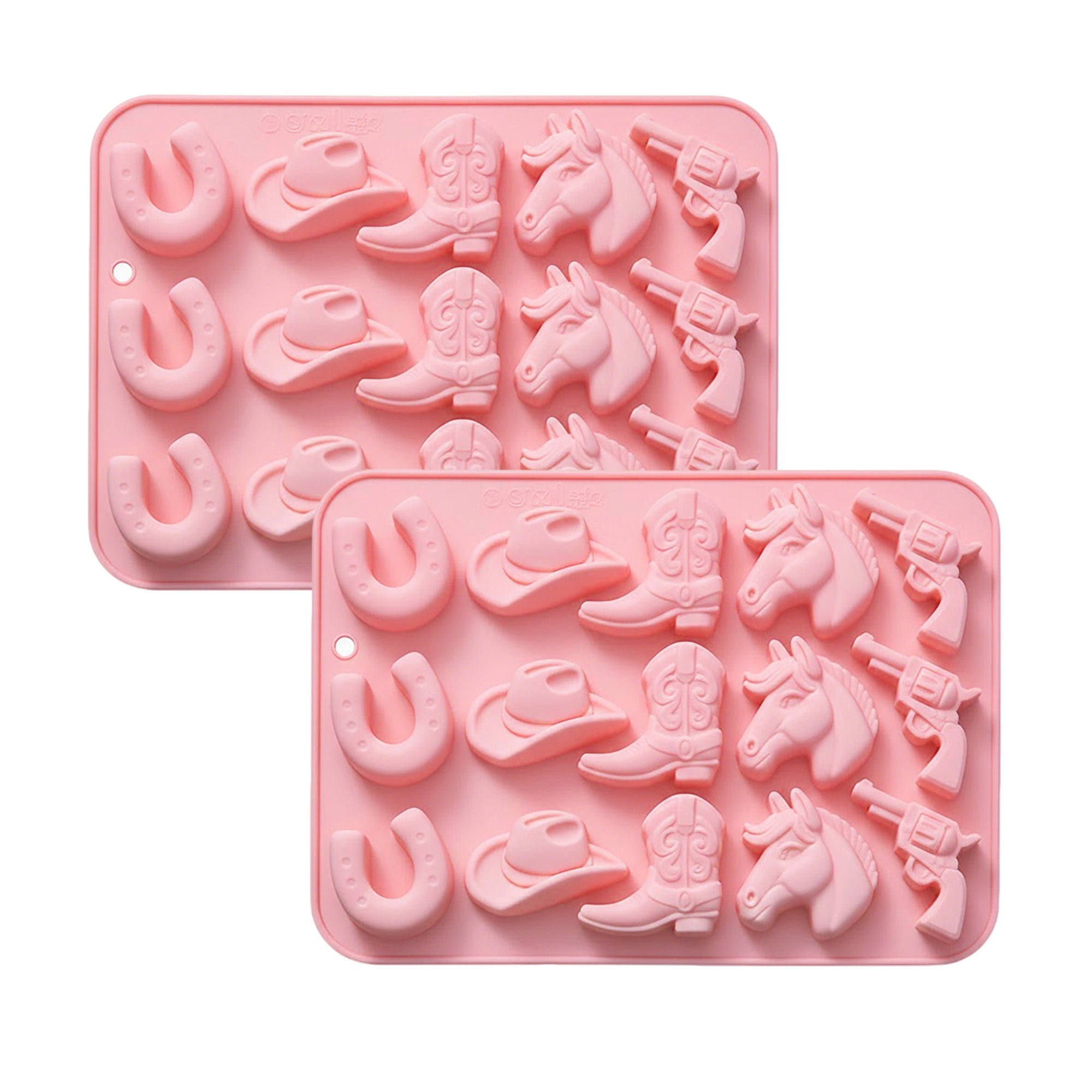 Anna-Kaci 2-Piece Western Silicone Baking Mold Set Nonstick Flexible Chocolate Candy Dessert Mold