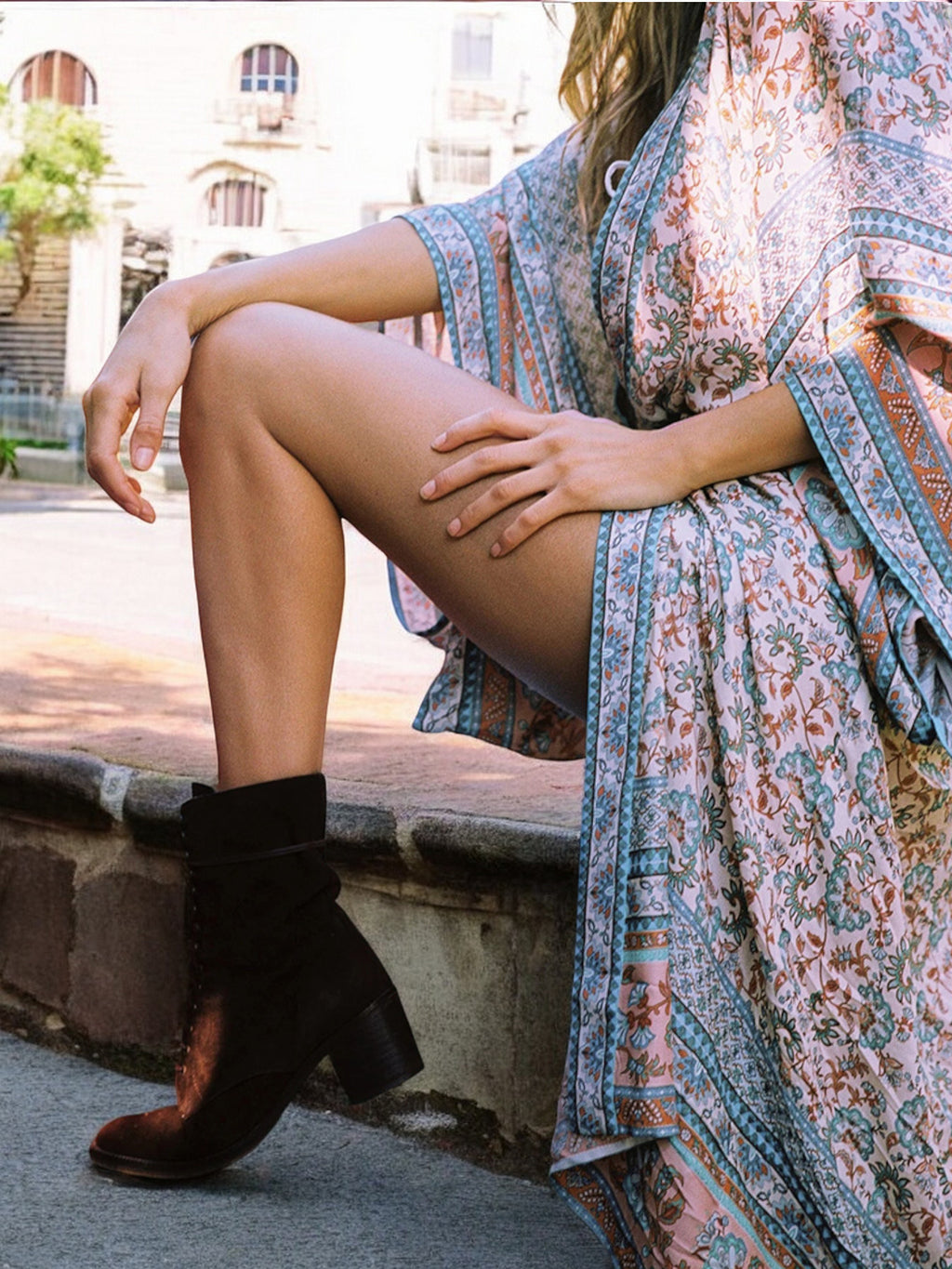 Bata tipo kimono con estampado bohemio para mujer de Anna-Kaci, cintura con cinturón y mangas anchas