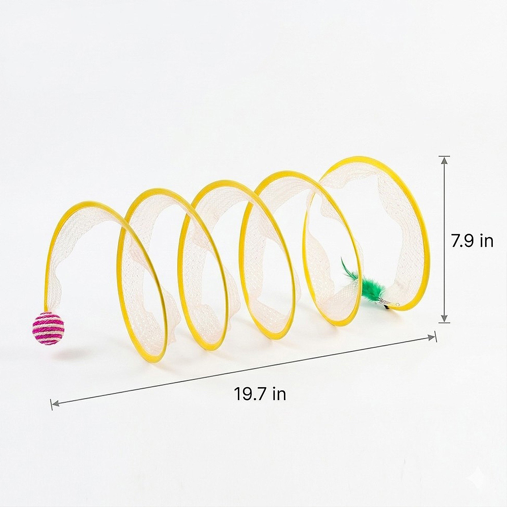 Anna-Kaci Collapsible Cat Spring Tunnel Toy with Mesh Fabric Hanging Ball Interactive Cat Toy
