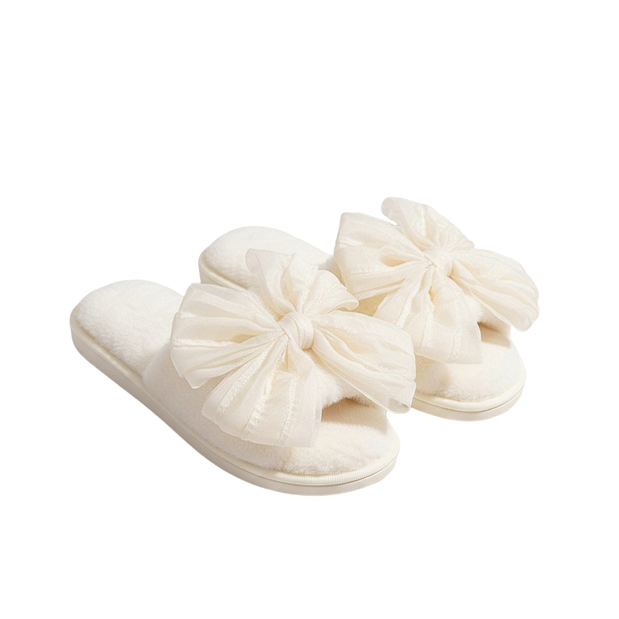 Anna-Kaci Lounge Women's Plush Slide House Slippers with Valentine Ruffled Bow Detail and Cushioned Footbed