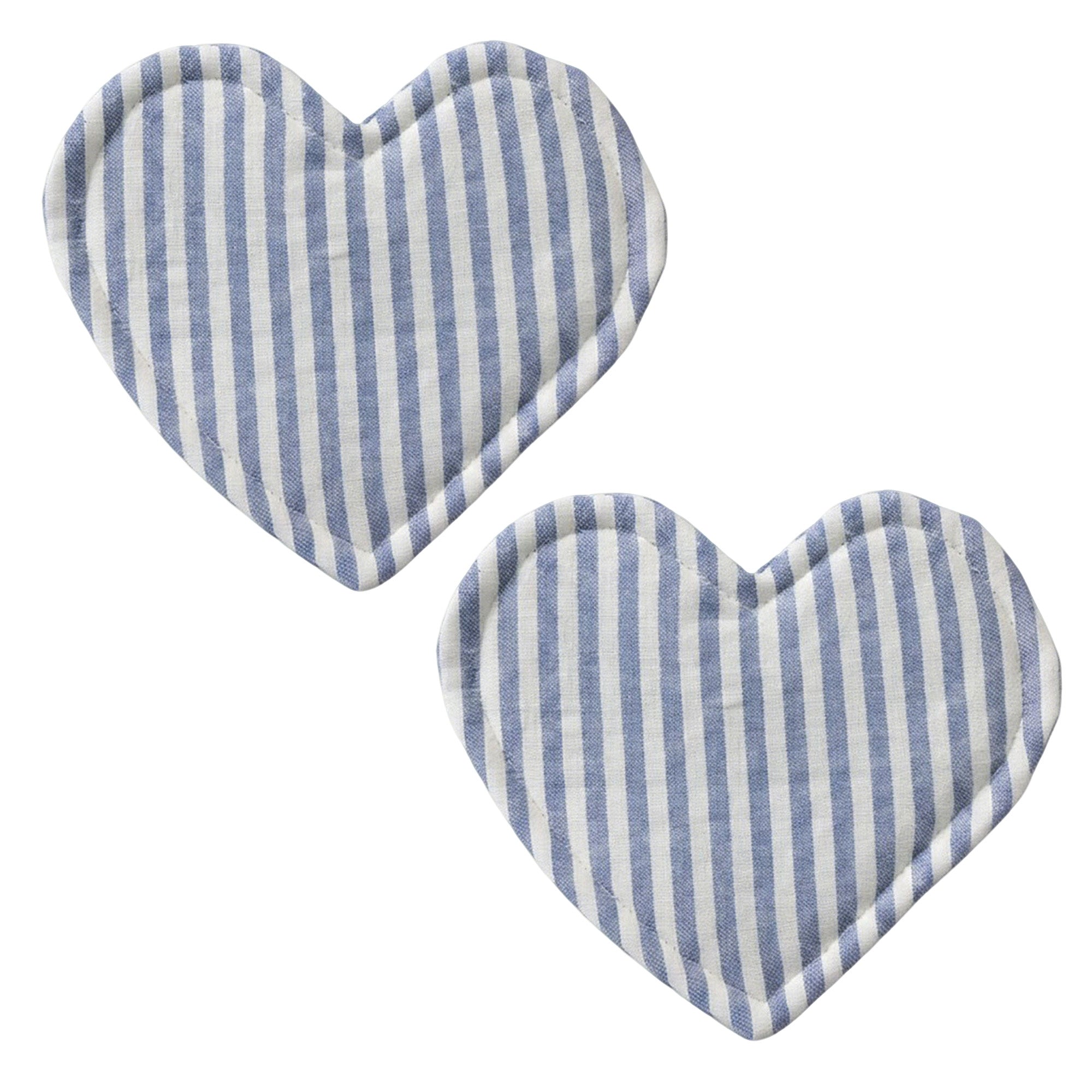 Anna-Kaci 2-PC Heart Shaped Fabric Cup Coaster with Soft Padded Design and Striped Pattern