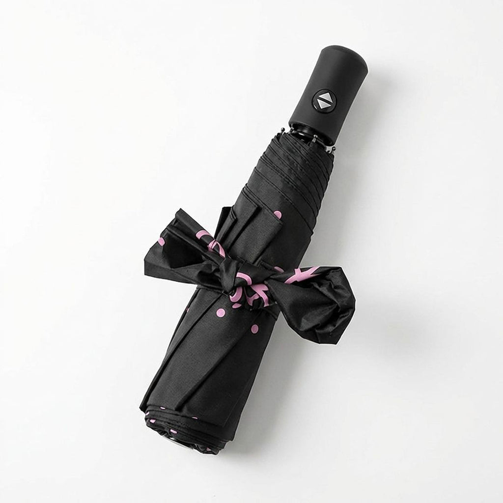 Anna-Kaci Compact Folding Umbrella with Bow Print Canopy Automatic Open Wind Resistant Frame and Strap