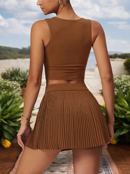 Women's Square Neck Crop Top with Stretch Fit and Ruched Sides