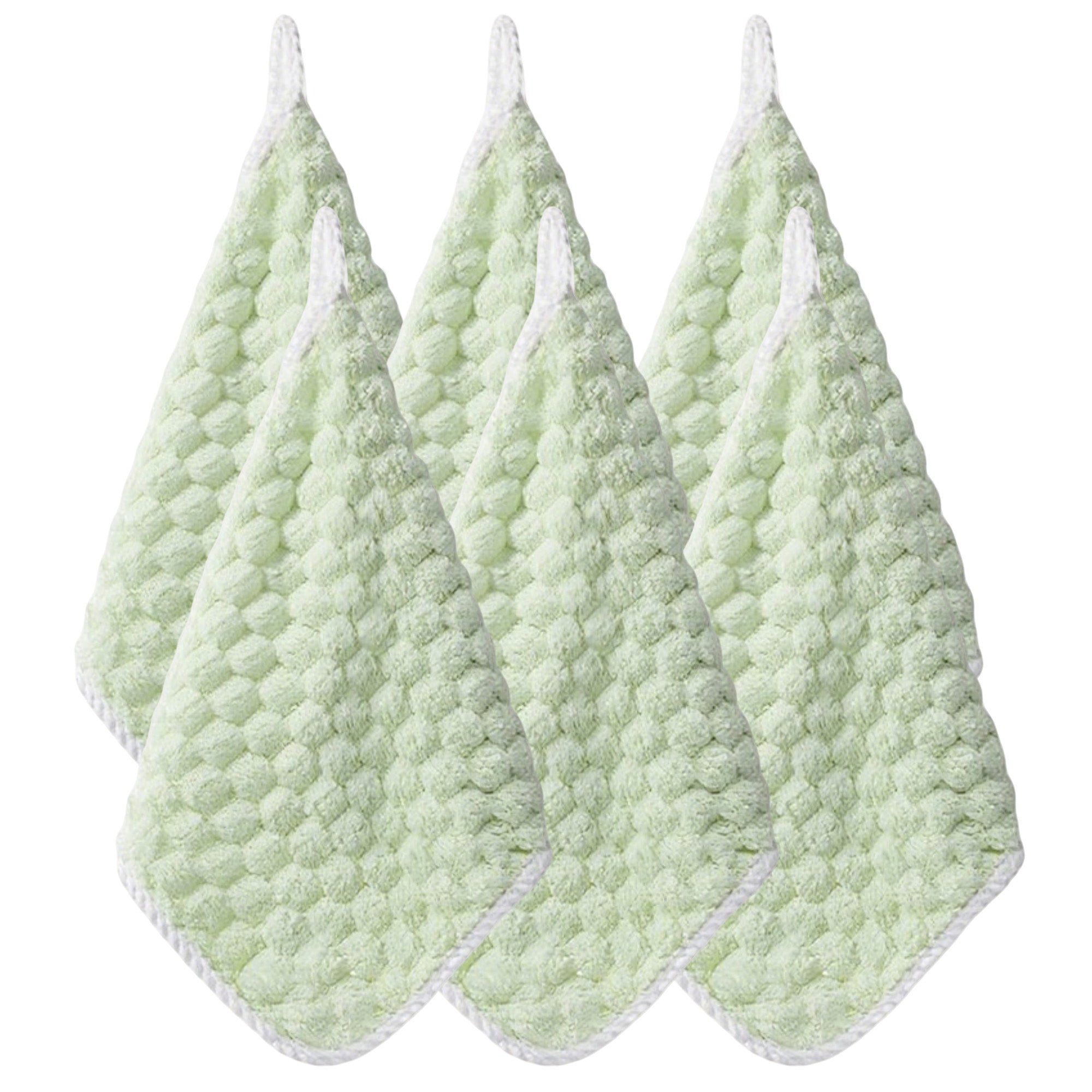 Anna-Kaci Soft Absorbent Hanging Hand Towels Textured Teardrop Shape Reusable Cleaning Cloth with Loop 6 Pack