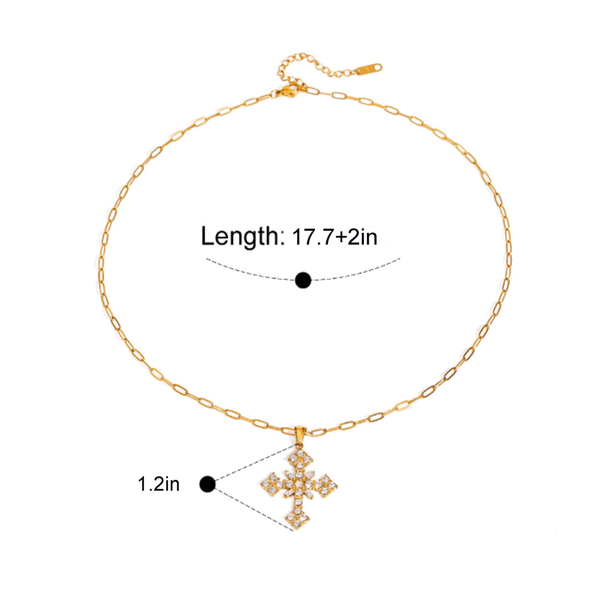 Anna-Kaci Gold Tone Cross Fashion Necklace with Rhinestone Detailing