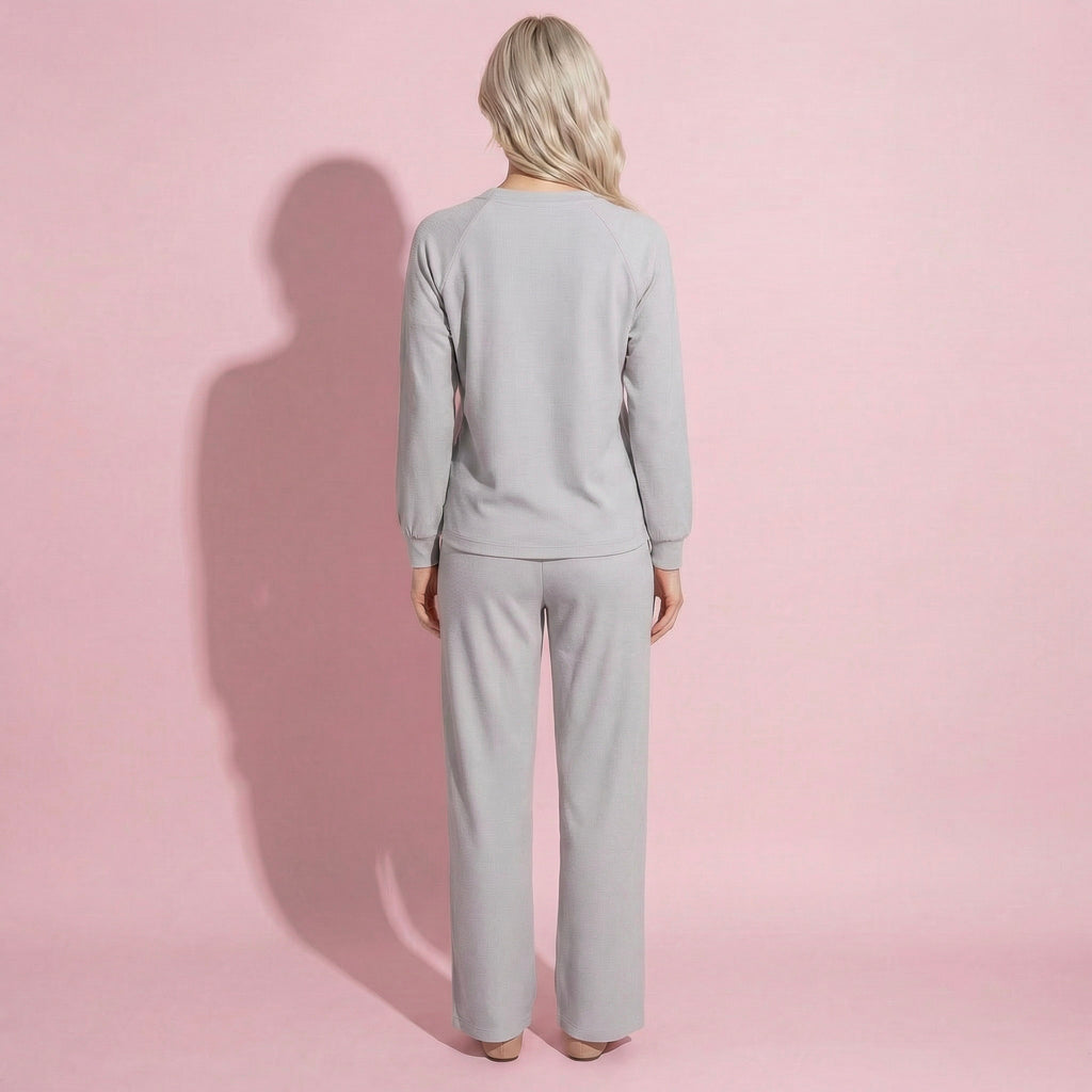 Anna-Kaci Women's 2-Piece Set Long Sleeve Top with Front Pocket and Relaxed Fit Lounge Pants