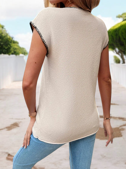 Anna-Kaci Women's Sleeveless Knit Top with Crochet Trim and Relaxed Fit