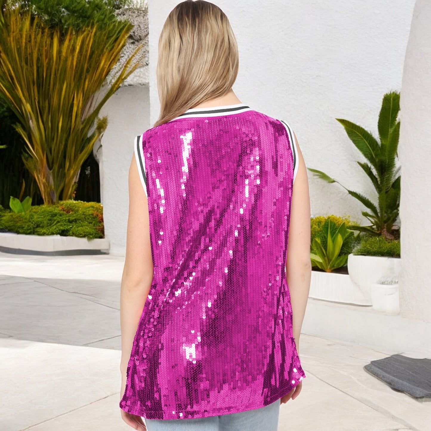 Blusa sin mangas con lentejuelas y camiseta con número 1 y purpurina brillante 