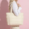 Anna-Kaci Women's Quilted Puffer Tote Bag with Soft Padded Panels and Spacious Interior Storage for Everyday Essentials