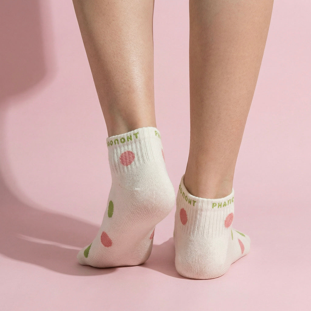 Anna-Kaci 5 Pairs Women's Low Cut Ankle Socks with Polka Dot and Stripe Patterns Soft Cotton Anti-Pilling Casual Everyday Style