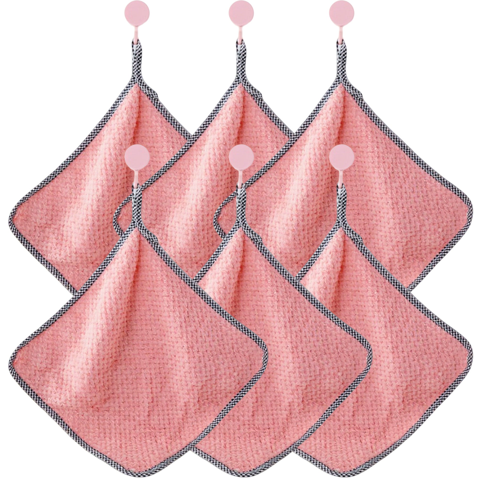 Anna-Kaci Textured Cleaning Dishcloths 6 Pack Reusable Absorbent Hanging Loop Design