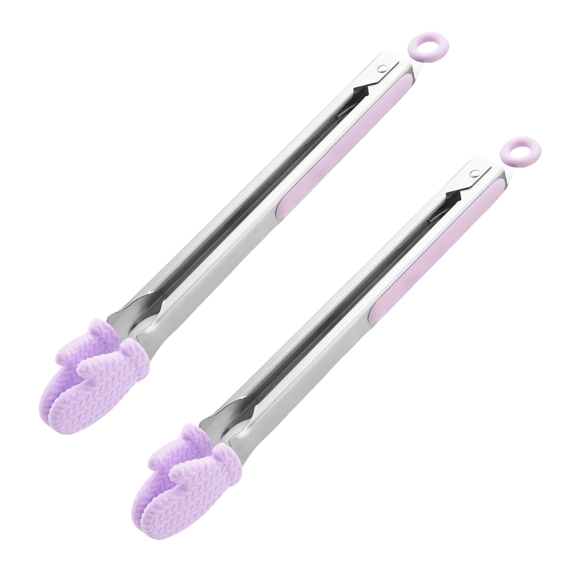 Anna-Kaci Stainless Steel Kitchen Tongs with Silicone Tips Non Slip Serving Utensil Set 2 Piece