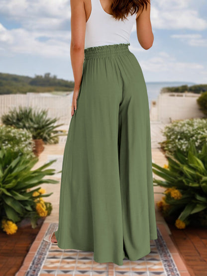 Anna-Kaci Women's High Waist Wide Leg Pants with Drawstring Waist