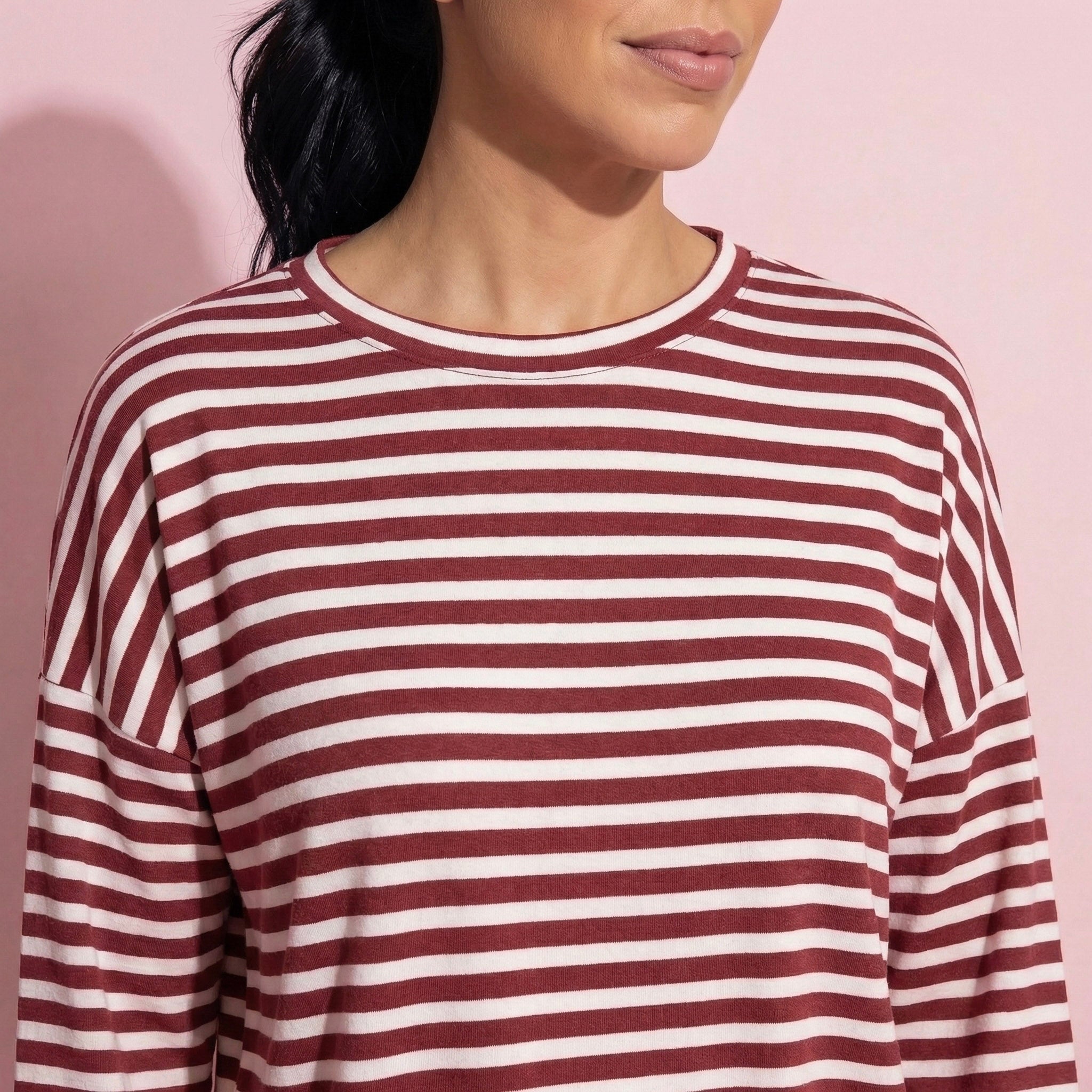 Anna-Kaci Women's 2-Piece Set Long Sleeve Striped Pajama Top and Relaxed Fit Lounge Pants with Soft Stretch Fabric