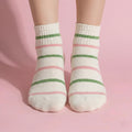 Anna-Kaci 5 Pairs Women's Low Cut Ankle Socks with Polka Dot and Stripe Patterns Soft Cotton Anti-Pilling Casual Everyday Style