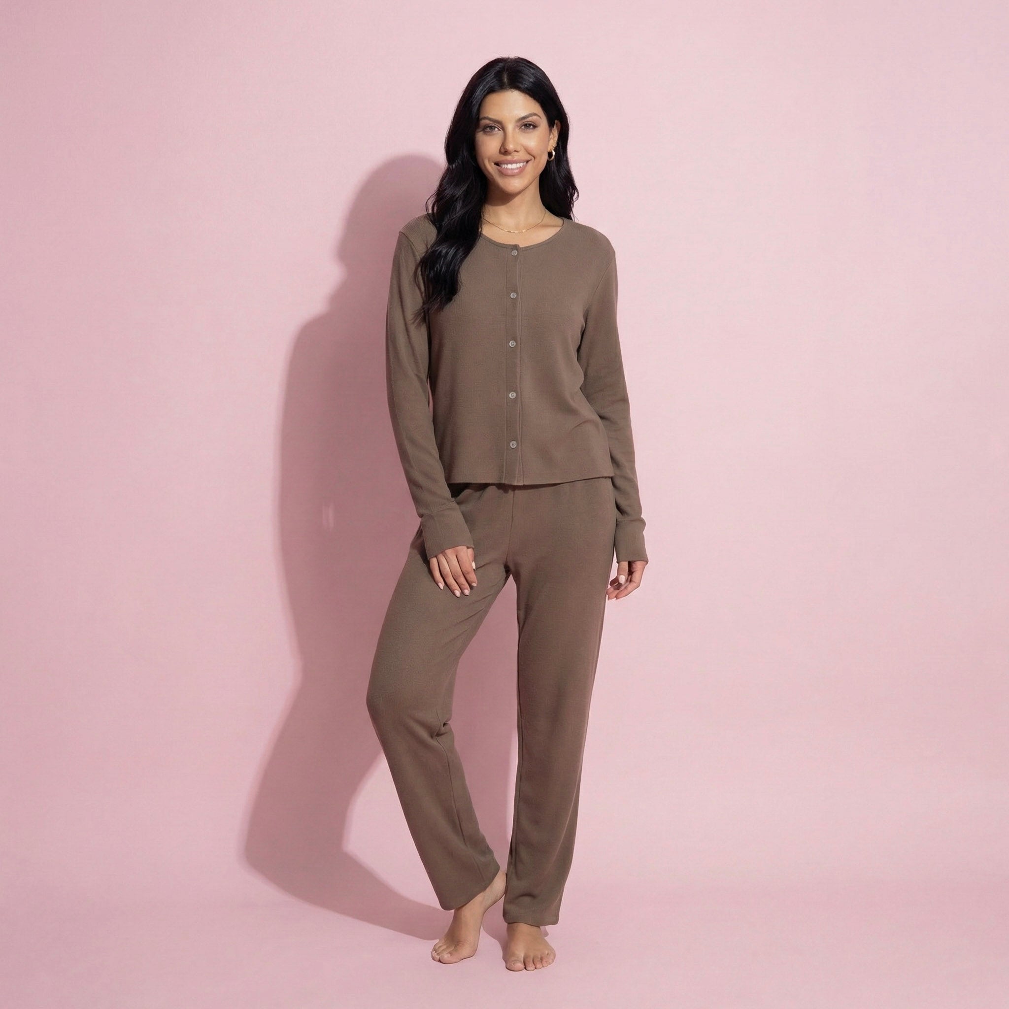 Anna-Kaci Women's 2-Piece Set Soft Knit Lounge Pants and Button-Up Cardigan with Tank Top