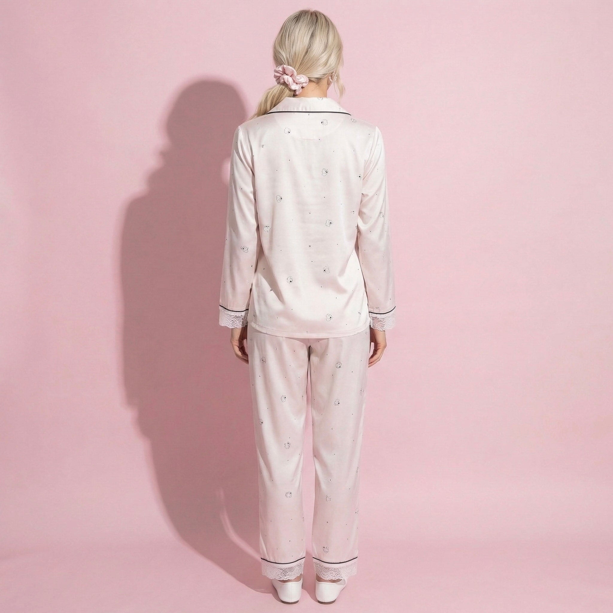 Anna-Kaci Lounge Women's 2-Piece Set Printed Button Front Pajama Top with Contrast Piping and Matching Relaxed Fit Lounge Pants