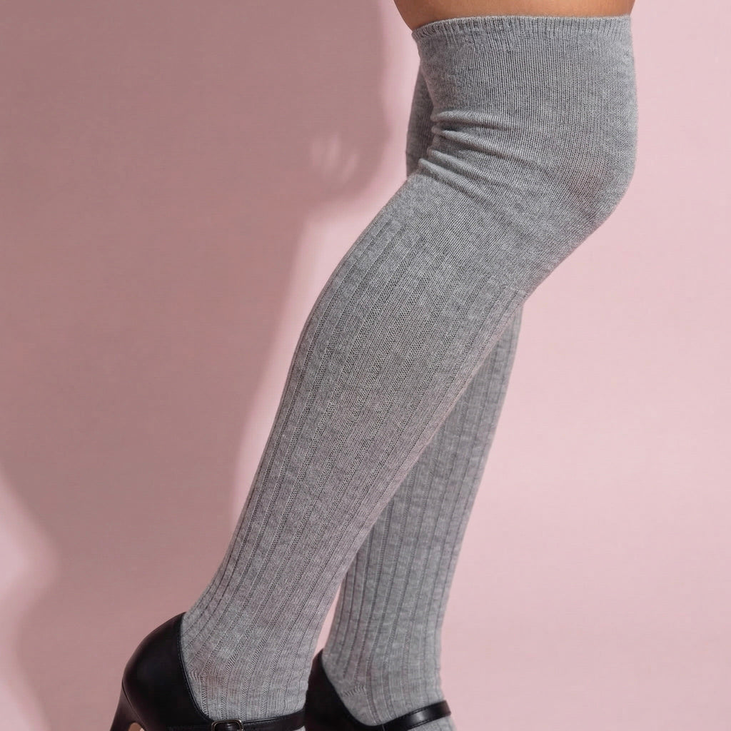 Anna-Kaci Women's Knee High Ribbed Socks Soft Stretch Knit Slouchy Style Comfortable Single Pair Fashion Sock