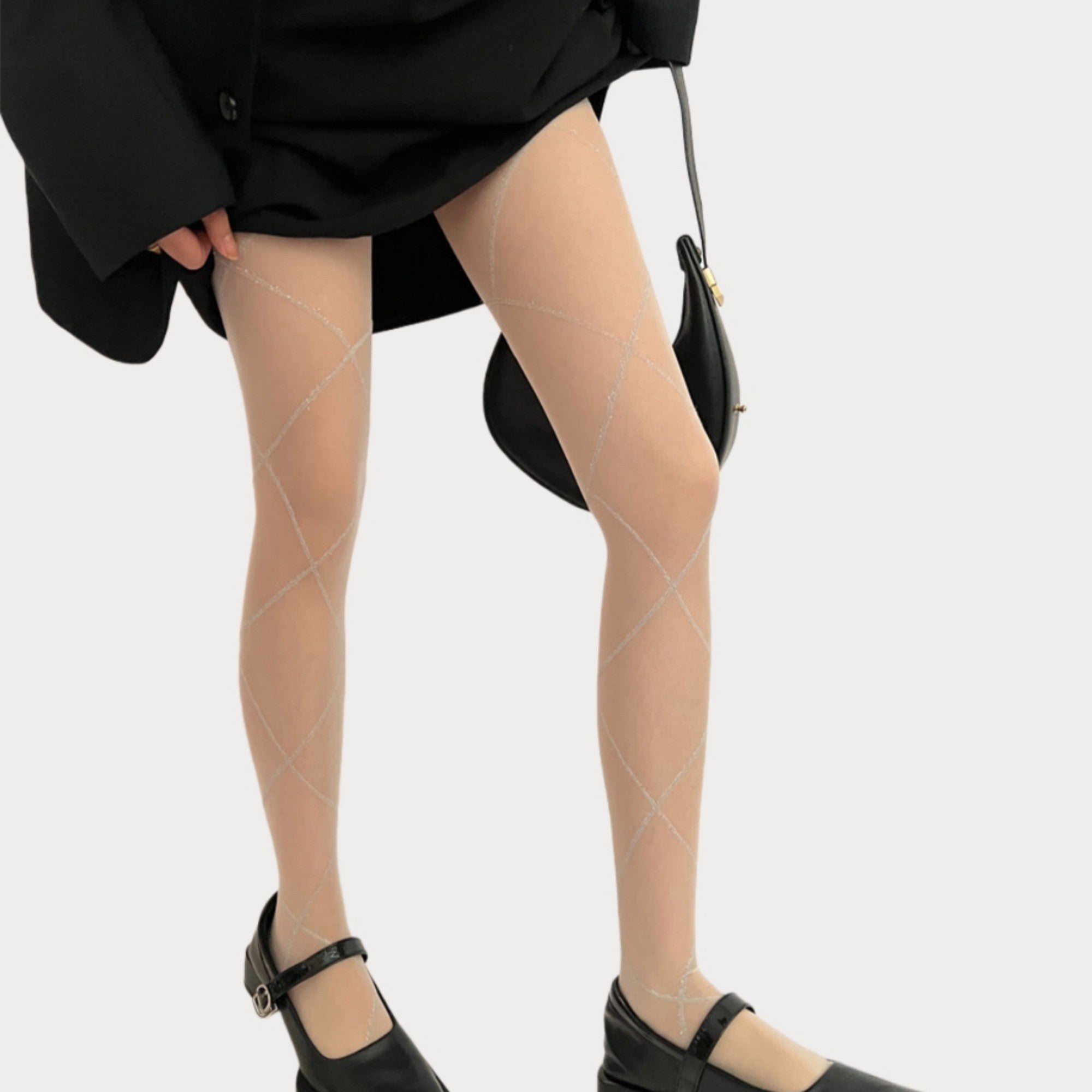 Anna-Kaci Crisscross Pattern Sheer Tights with Soft Stretch Fit and Delicate Allover Line Design for Stylish Everyday Legwear