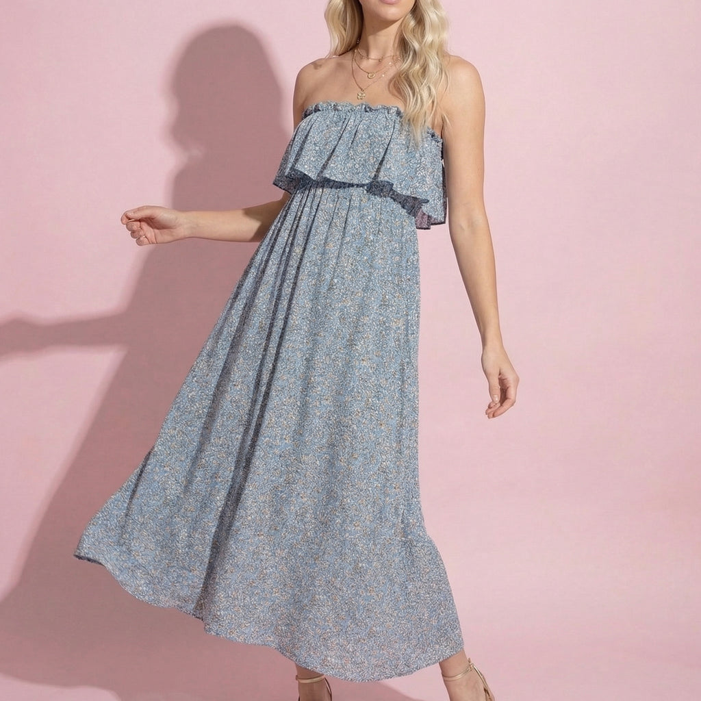 Tube Layered Floral Print Dress