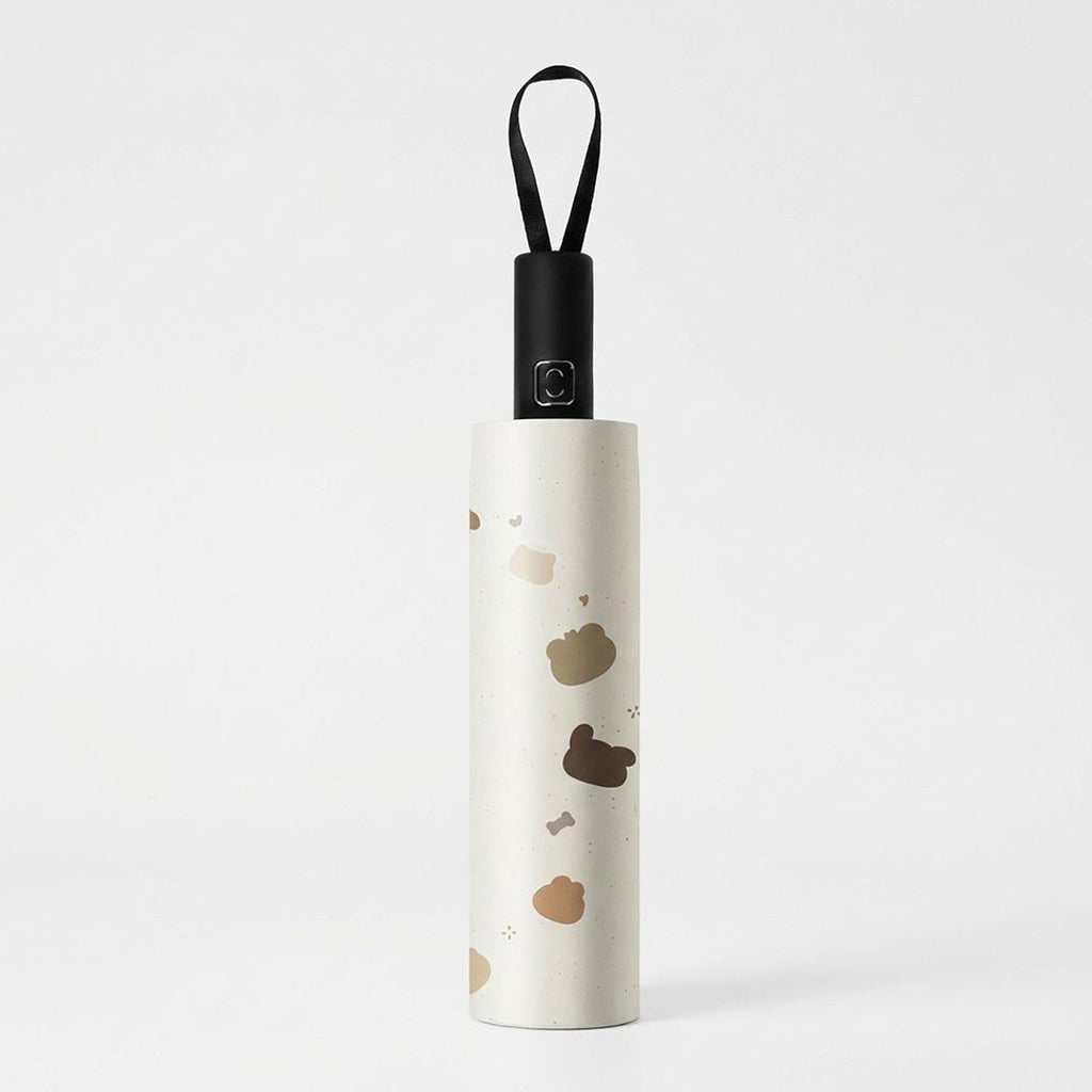 Anna-Kaci Bear Print Compact Folding Umbrella with Automatic Open Wind Resistant Frame and Wrist Strap