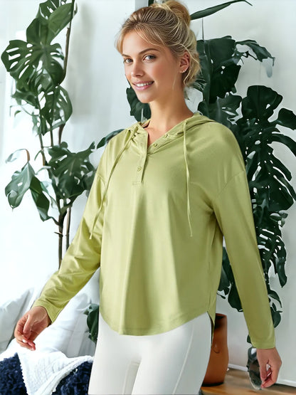 Chaqueta de yoga informal de manga larga, holgada y transpirable