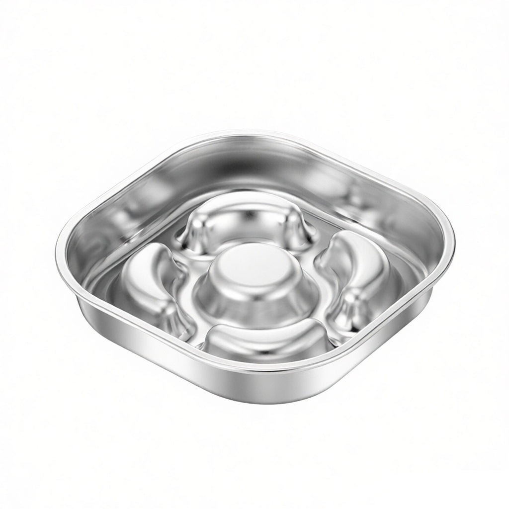 Anna-Kaci Stainless Steel Slow Feeder Dog Bowl with Raised Center Design and Easy Clean Interior
