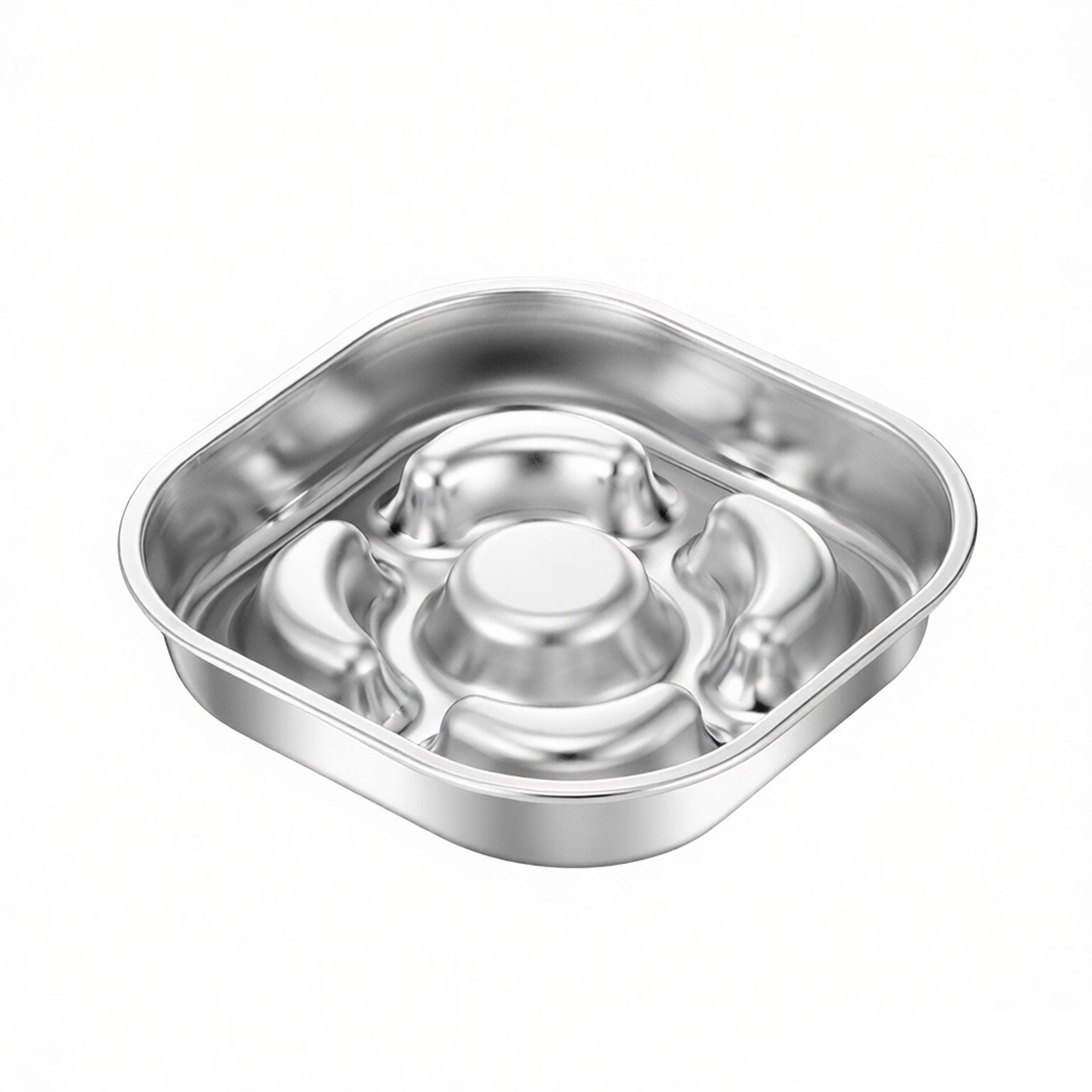 Anna-Kaci Stainless Steel Slow Feeder Dog Bowl with Raised Center Design and Easy Clean Interior