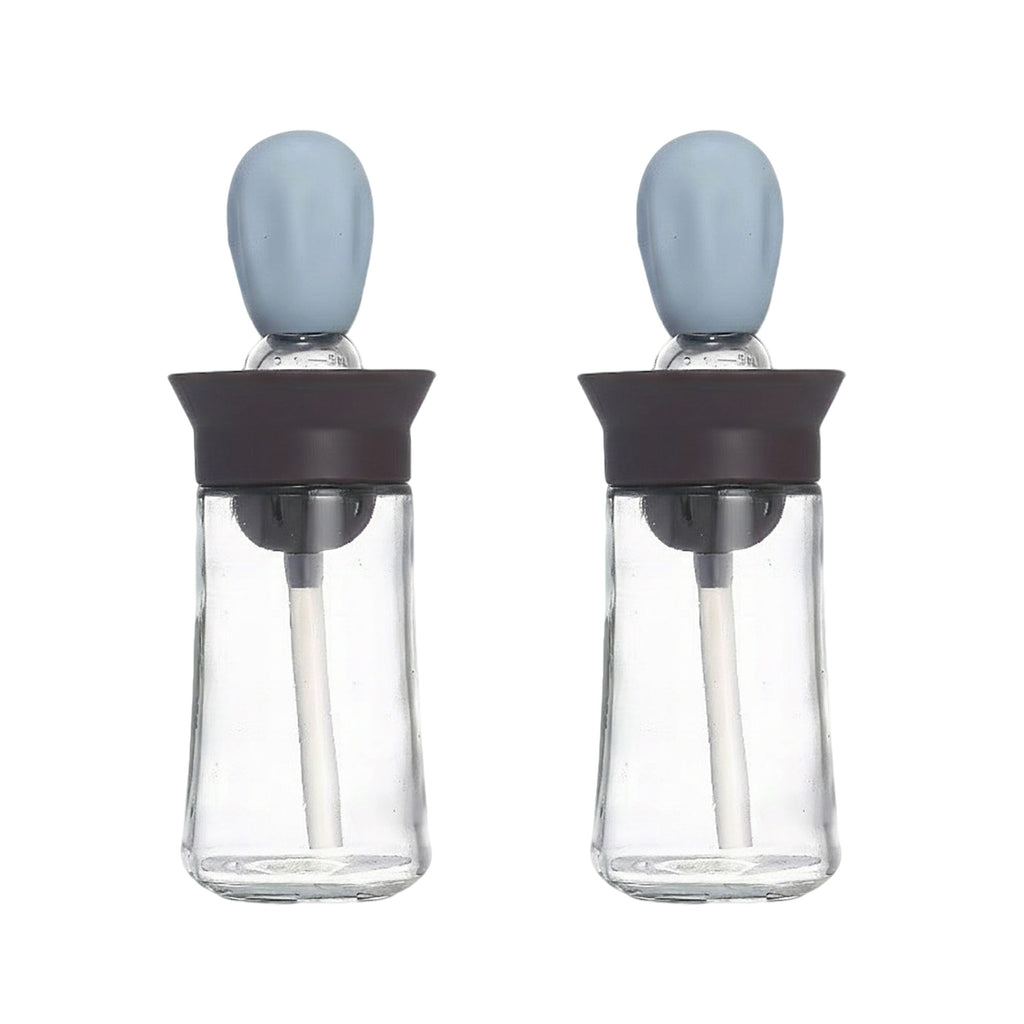 Anna-Kaci 2-PC Glass Oil Dispenser Bottle with Silicone Brush Drip Free Design and Leak Resistant Lid