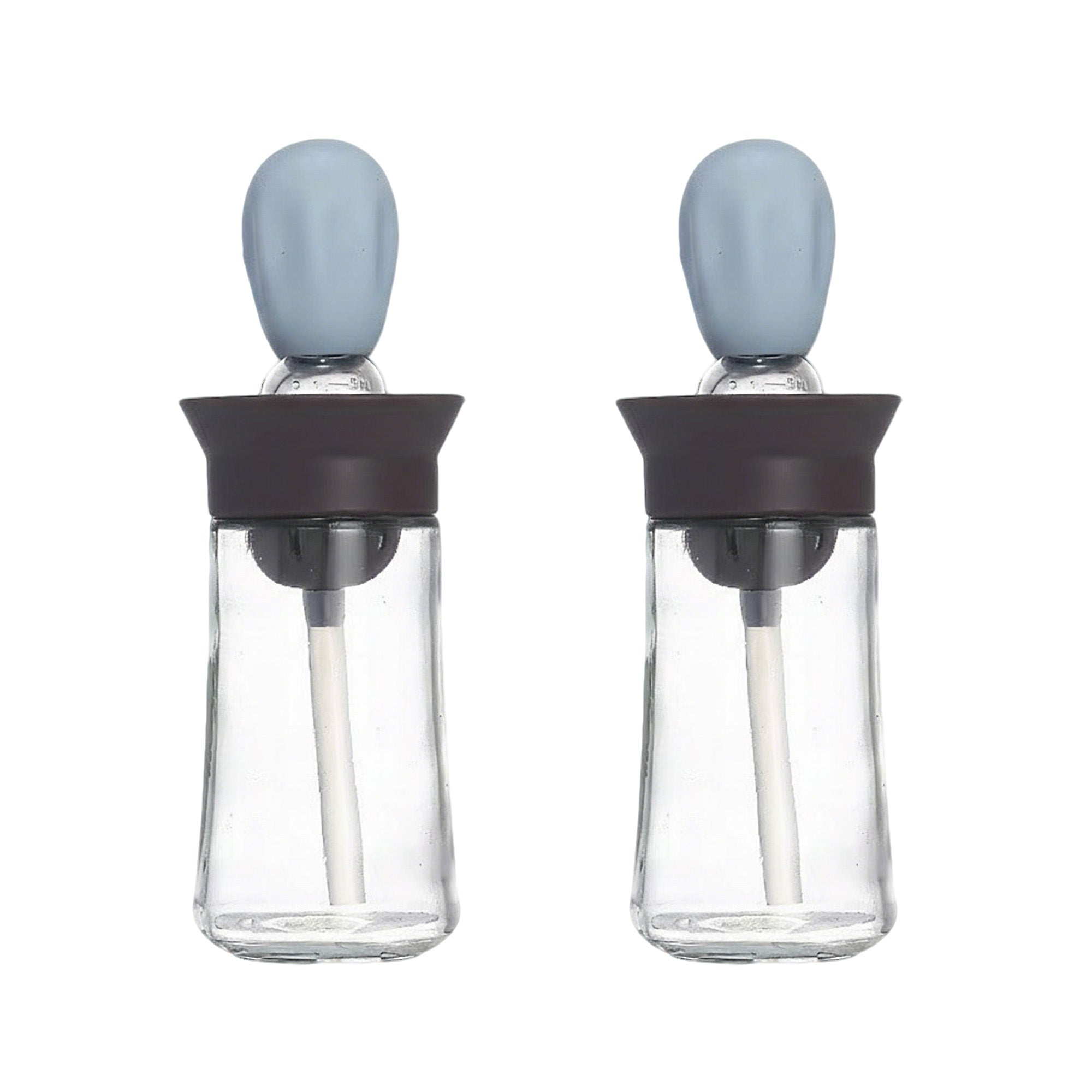 Anna-Kaci 2-PC Glass Oil Dispenser Bottle with Silicone Brush Drip Free Design and Leak Resistant Lid