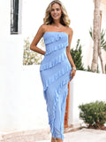 Vestido ajustado con parte superior de tubo y detalle de volantes