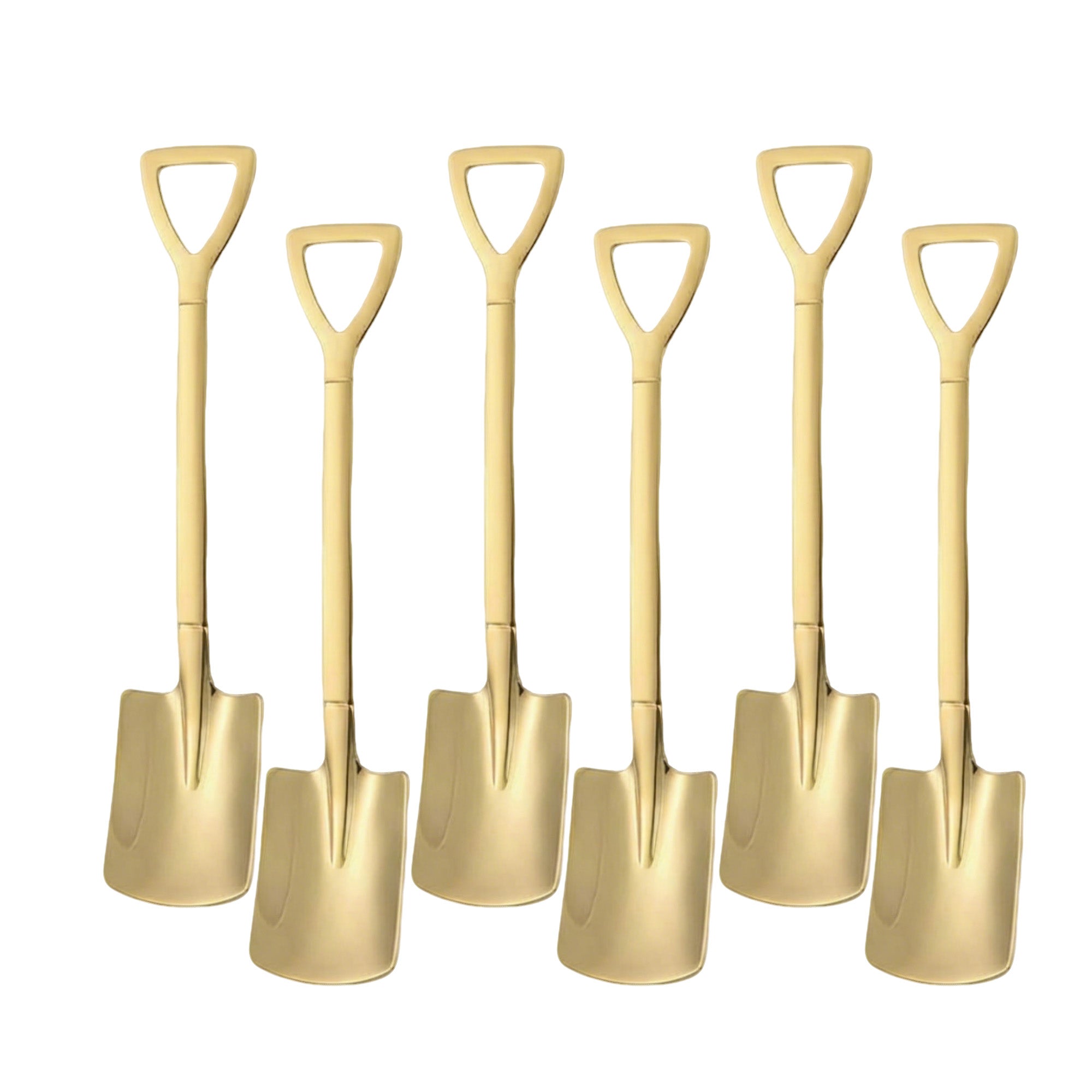 Anna-Kaci 6-Piece Mini Shovel Dessert Spoon Set with Stainless Steel Garden Tool Design