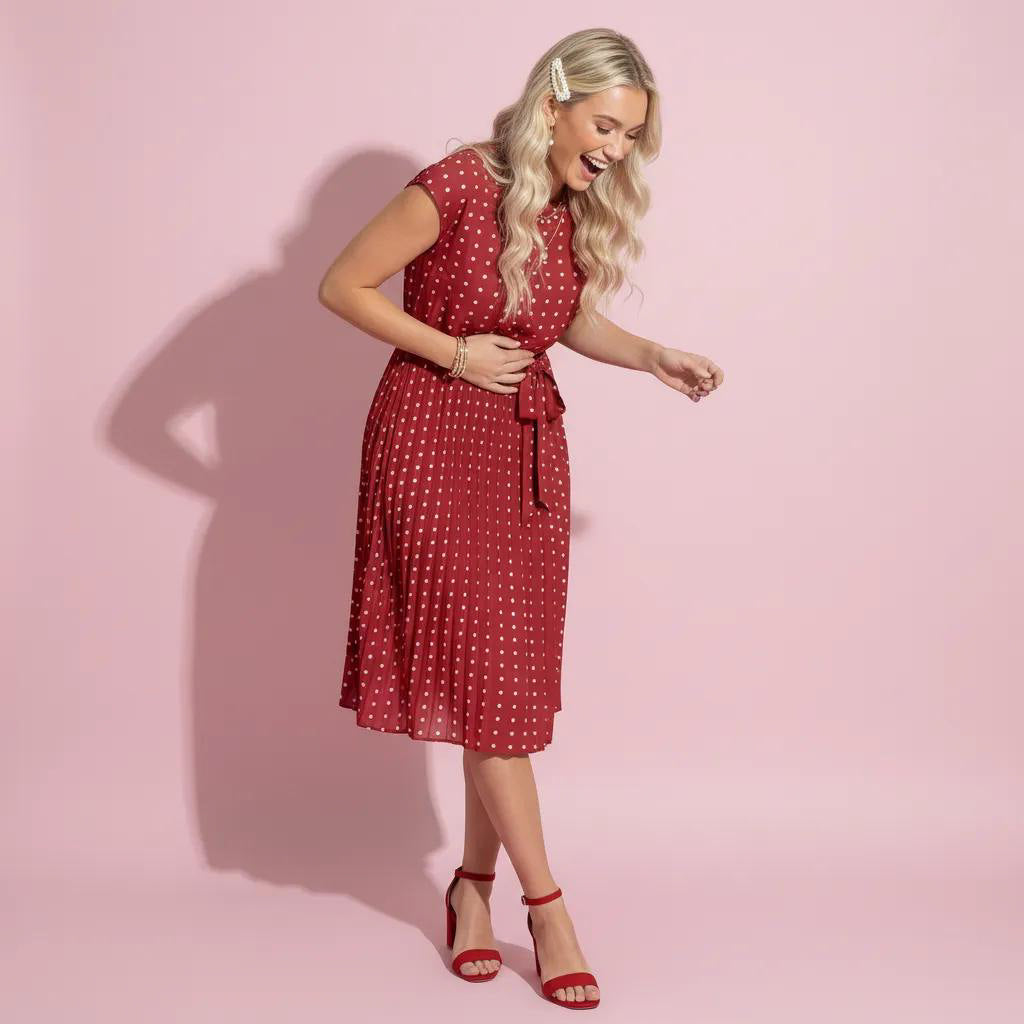 Vestido de lunares con mangas cortas