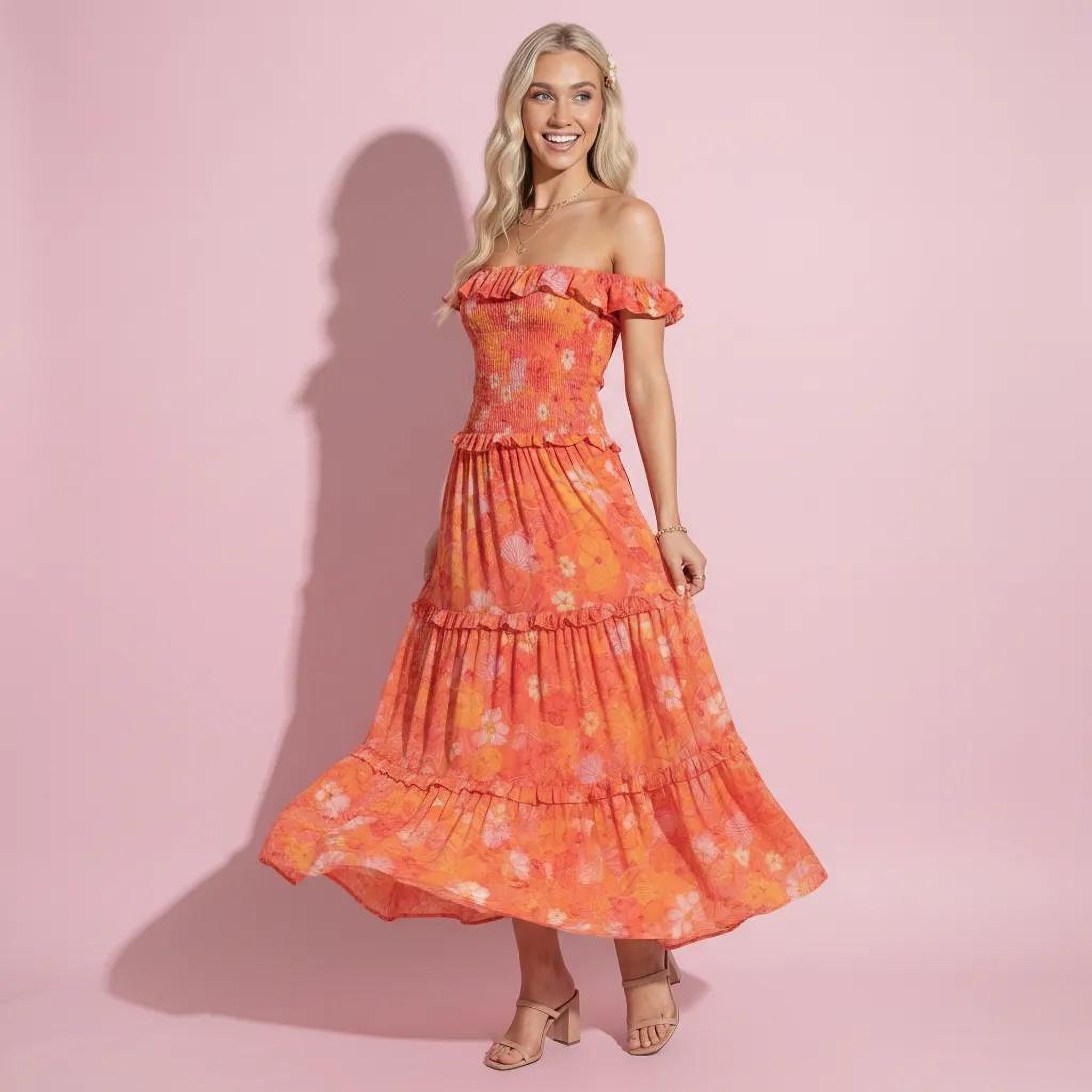 Strappy Smocked Floral Dress