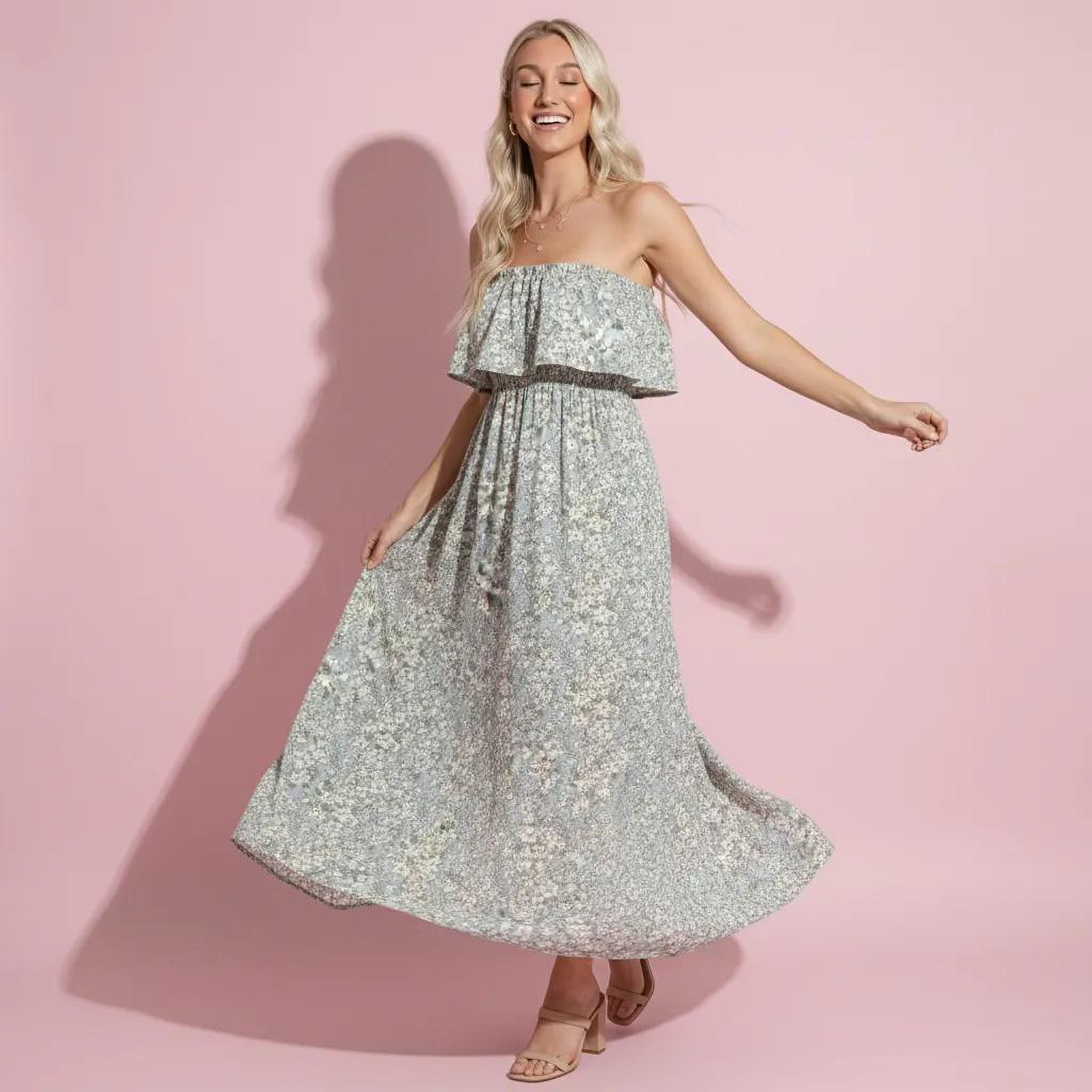 Tube Layered Floral Print Dress