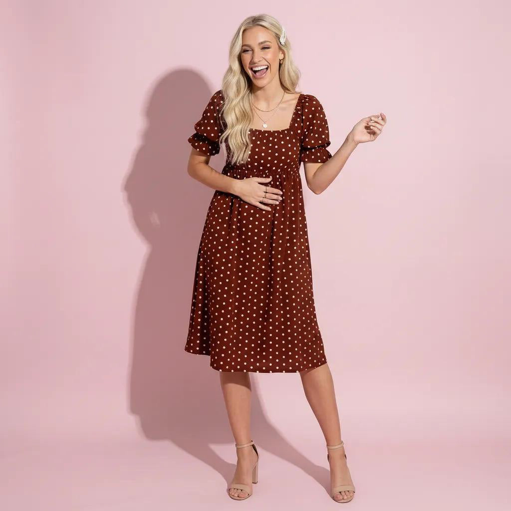 Polka Dot Puff Sleeve Dress