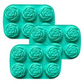 Anna-Kaci 3-Piece Rose Swirl Silicone Baking Mold Set Round Flower Cake Chocolate Candy Soap Mold