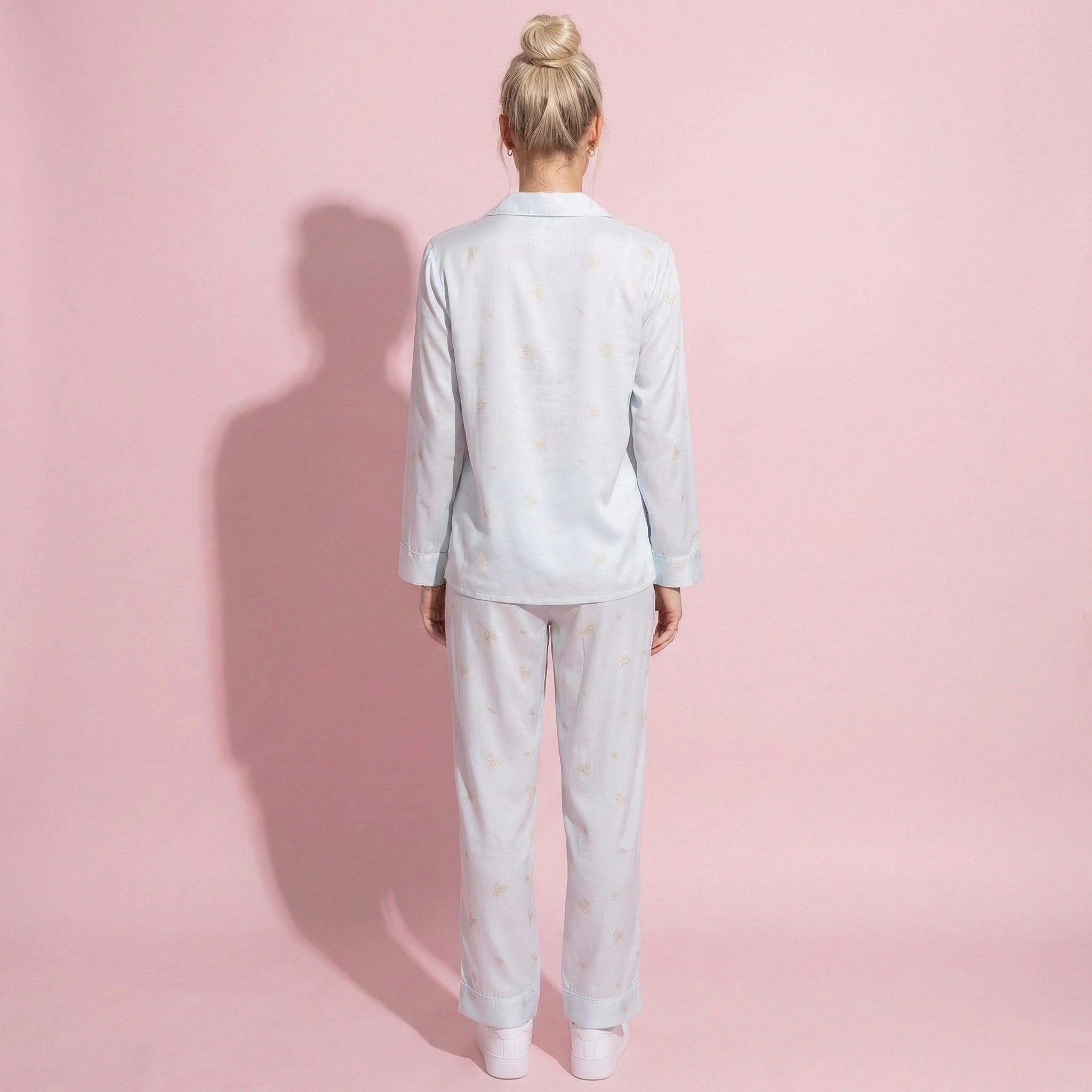 Anna-Kaci Lounge Women's 2-Piece Set Printed Button Front Pajama Top with Relaxed Long Sleeves and Matching Elastic Waist Pants