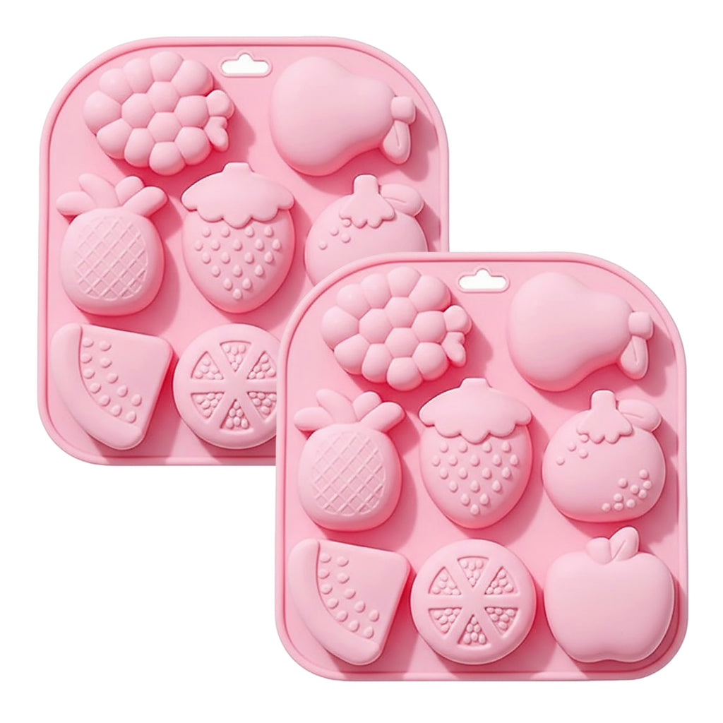 Anna-Kaci 2-Piece Fruit Shape Silicone Baking Mold Set Nonstick Flexible Chocolate Candy Dessert Mold