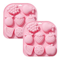 Anna-Kaci 2-Piece Fruit Shape Silicone Baking Mold Set Nonstick Flexible Chocolate Candy Dessert Mold