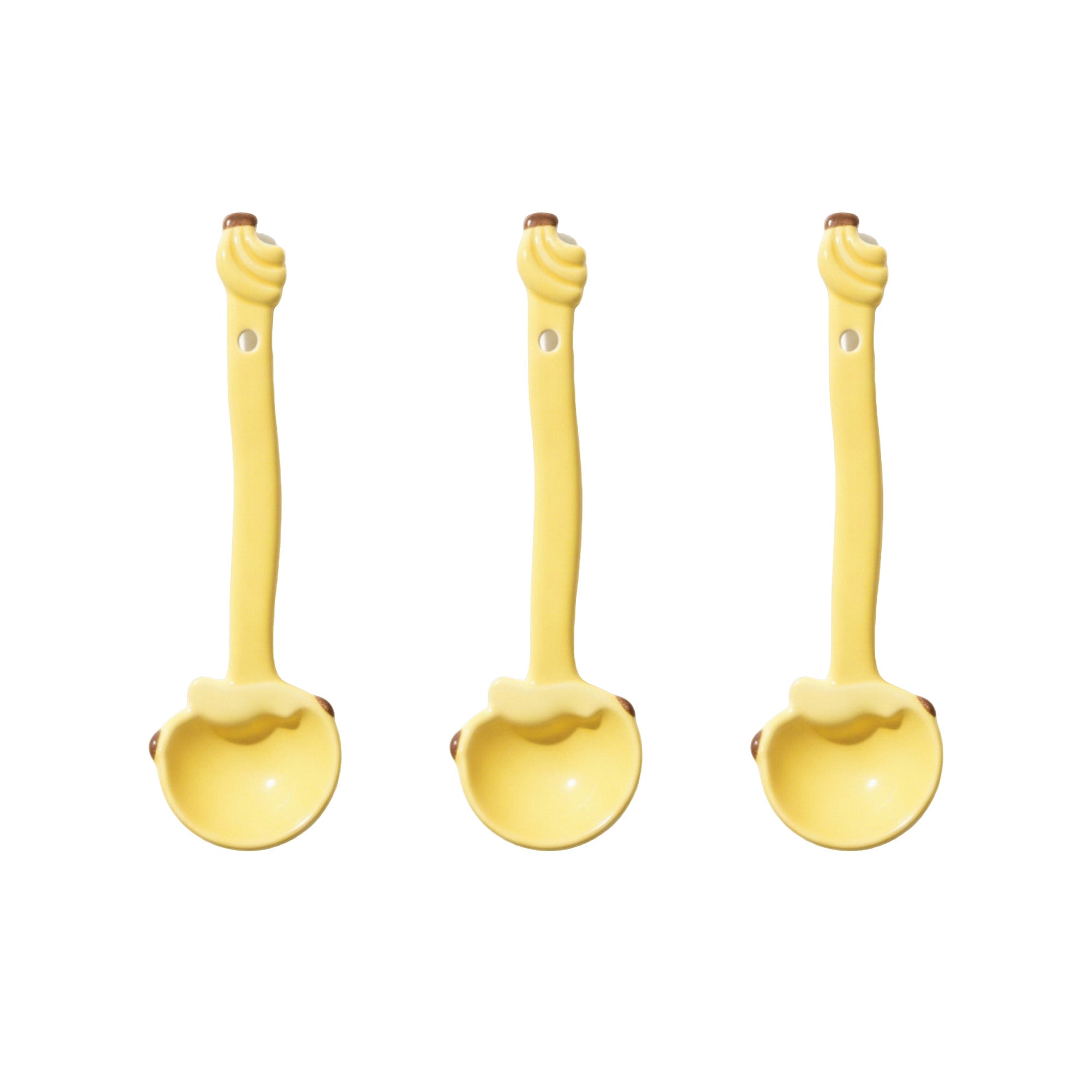 Anna-Kaci Apple Shaped Ceramic Reusable Spoon Set with Hanging Handle Design 3 Piece Set